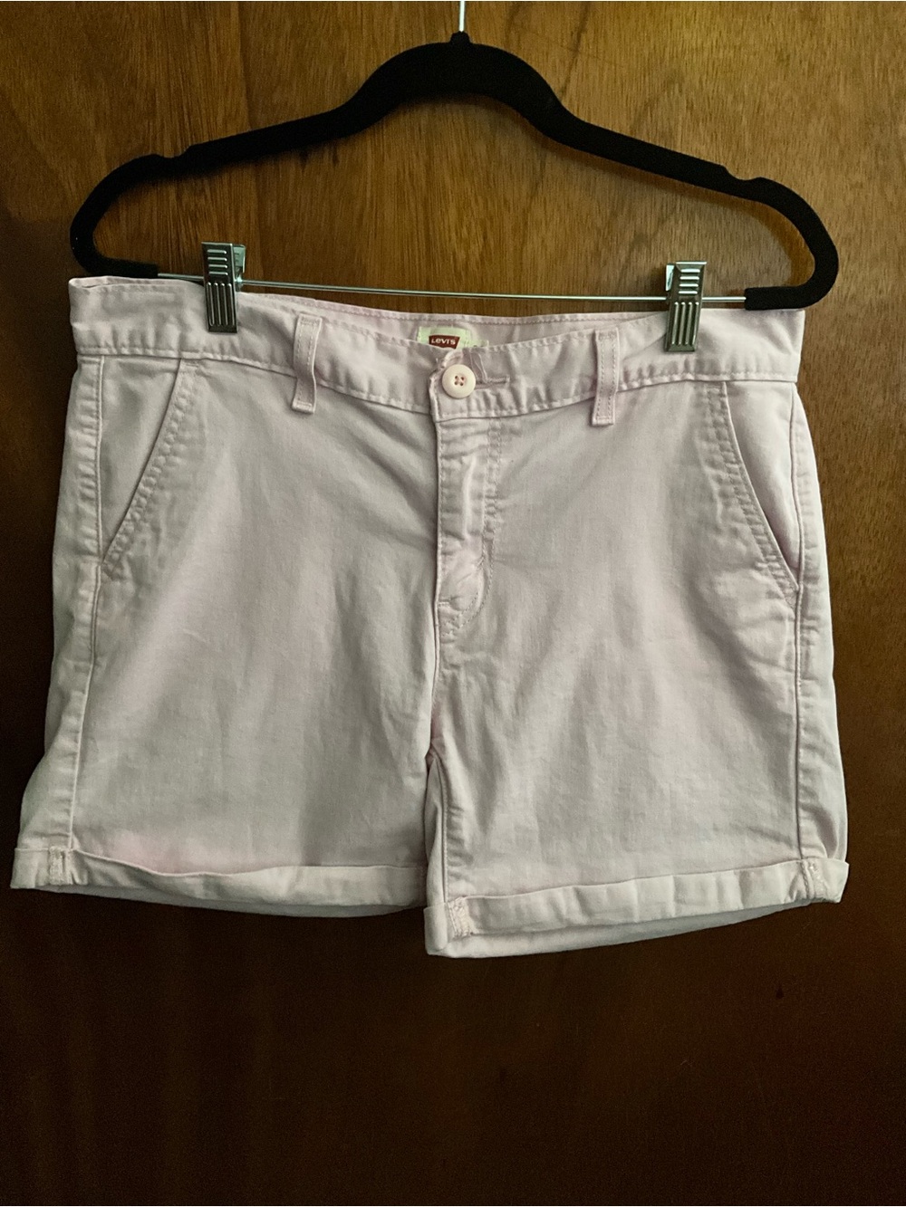 Levi's Pastel Pink Cotton Rolled-Hem Shorts